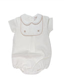 La Mascot Linen Beige Trim Bib Romper