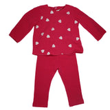 Latte Berry Top With White Hearts 2pc Set