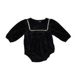 Latte Lace Top Trim Black Velour Bubble