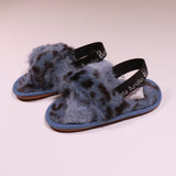 Little Bundles Leopard Blue Baby Slippers