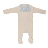 Pudu Crochet Footie Ivory-Blue
