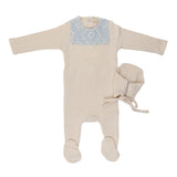 Pudu Crochet Footie Ivory-Blue