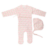 Bebe Organic Blossom Wrap 2pc W/ Hat Geometrical Bows