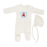 Mini Oli Velour Ribbed Footie & Hat Teddy