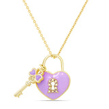 Lily Nily Heart Lock & Key Pendant Double Sided