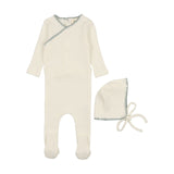 Mema Knits M07 Cream Textured & Powder Blue Edge