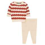 Mini P P4630 Textured Knit Set Ivory/Coral