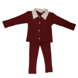 Koalav Long Sleeve Button 2Pc Set Brick