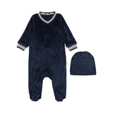 Pouf Velour Mid Blue Varsity Footie & Hat