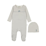 Pouf Cotton Baby Blue Bunny Print Footie & Hat