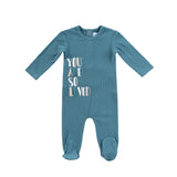 Kipp TD2929 Text Rib Romper Blue