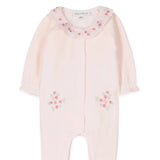 Tartine et Chocolat Rose Pale Velour Embroidered Footie