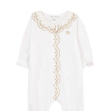 Tartine et Chocolat White W Gold Embroidered Footie