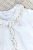 Tartine et Chocolat White W Gold Embroidered Footie