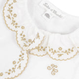 Tartine et Chocolat White W Gold Embroidered Footie