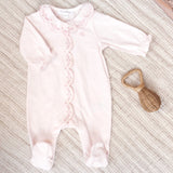 Tartine et Chocolat Rose Pale Embroidered Footie