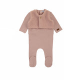 Cream bebe 2524 Sherpa Vest Mauve Footie