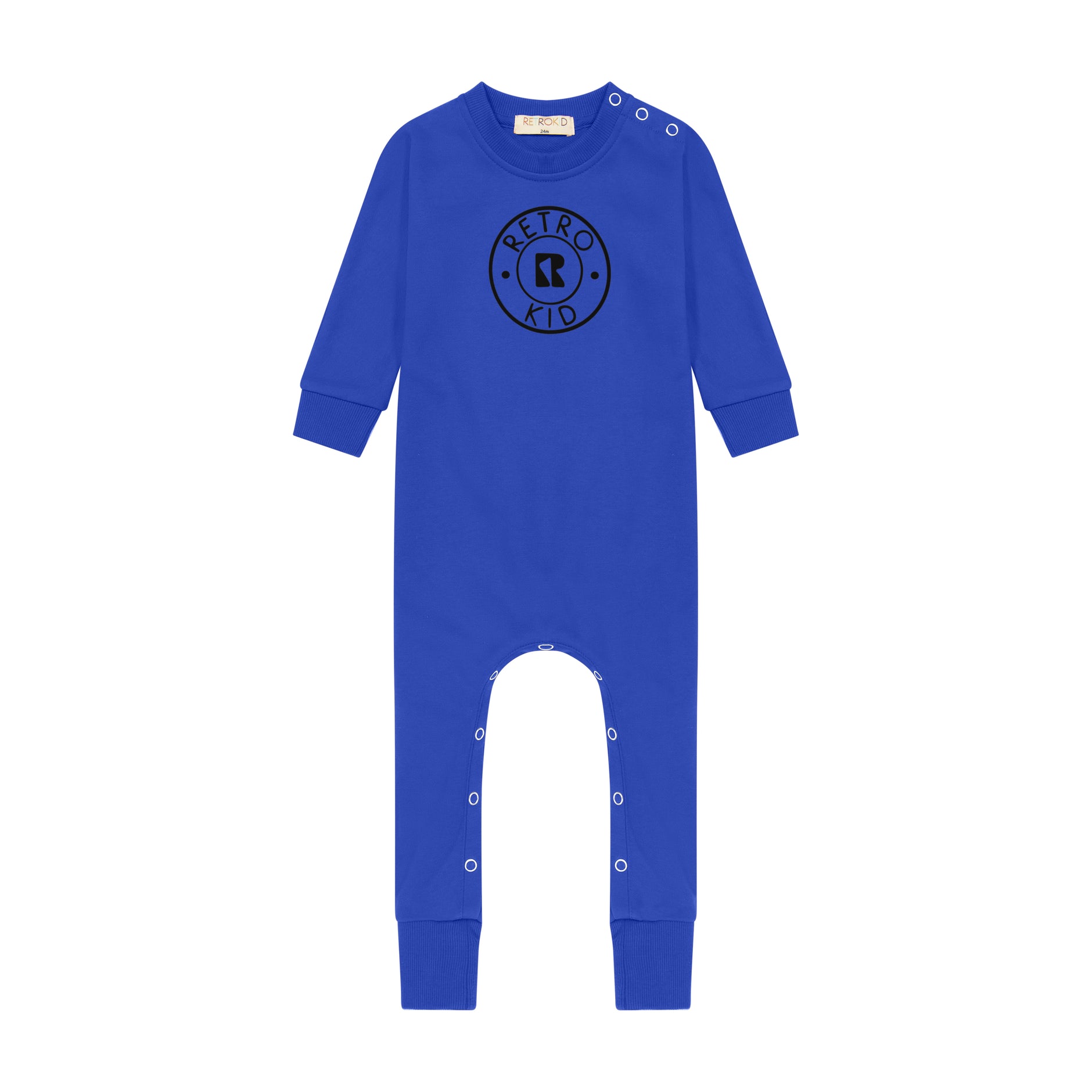 Retro Velour Stamped Baby Romper - Cobalt Retro Velour Stamped Baby Romper - Cobalt