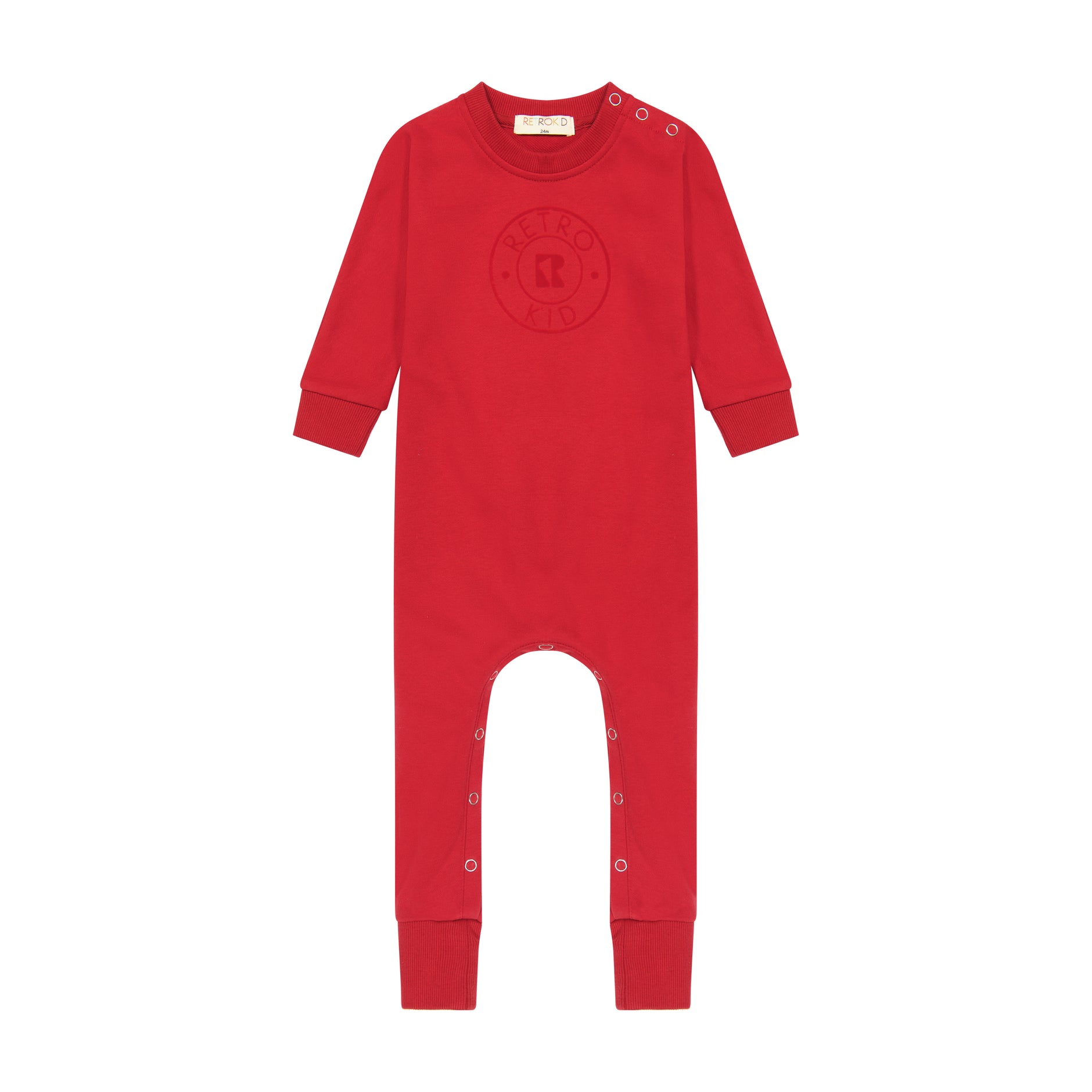 Retro Velour Stamped Baby Romper - Scarlett Retro Velour Stamped Baby Romper - Scarlett