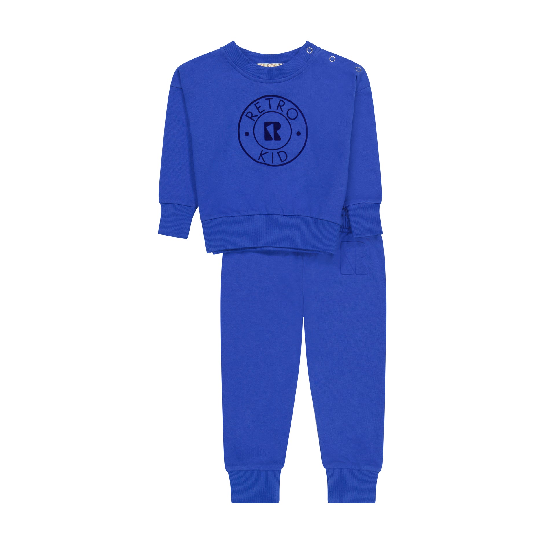 Retro Velour Stamped Baby Romper - Cobalt Retro Velour Stamped Baby Romper - Cobalt
