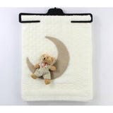 Knitted Blanket with a Teddy Bear Accessory: Ecru-Moon