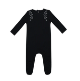 Mini Label Floral Wreath Footie Navy/Boys