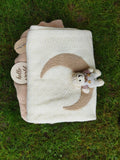 Knitted Blanket with a Teddy Bear Accessory: Ecru-Moon