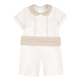 Nanan E24516 Beige Cerimonia Baby boy romper