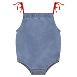 Kix Contrast Strap Romper Denim/Red