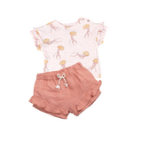 Play Up 11052 Girls Jellyfish printed woven short 2pcs