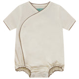 Mini P SS24 Wrap Romper Ivory/taupe