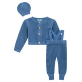 Mini P SS24 Pointelle Cardigan & Overall Blue