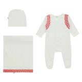 Cadeau 2423 Little Lace White Base Red Ruffle