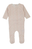 Bamboo Molk/Rose Ribbed Floral Print Footie