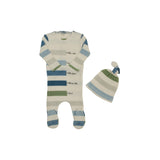 Bee & Dee Stripe Footie & Beanie Boys