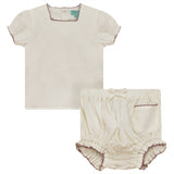 Mini P SS24 BG Trimmed Edge 2 PC Ivory/Mauve