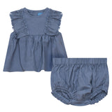 Pompomme Shoulder Frill Set Powder Blue