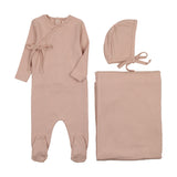 Mema Knits M03 Pointelle Heart Pale Pink