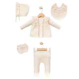 Omnis pura Lace Detail 5 Piece Set Cream