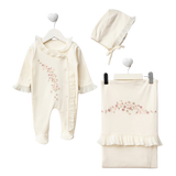 Omnis Pura Ruffled Romper & Blanket Set 0-3M