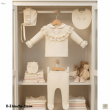 Omnis Pura Embroidered collar 5 Piece Set Beige 0-3M