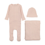 Mema Knits M112 Ribbed Pink Tint/Rose Heart Textured 3Pc