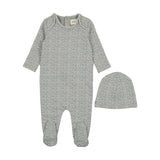 Mema Knits M133 Powder Blue/White Fruit Print Footie & Hat