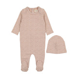 Mema Knits M133 Dusty Pink/White Fruit Print Footie & Hat