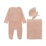 Mema Knits M149 Velour Embroidered 3Pc Pale Pink