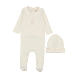 Mema Knits M130 Winter White Doll Footie & Hat