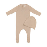 Peluche Signature Knit Footie & Beanie Tan