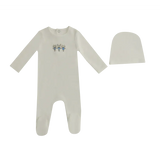 Mini Label Dancing Bunnies Footie & Hat White/Boys