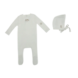 Mini Label Embroidered Keys Footie & Hat White/Boys
